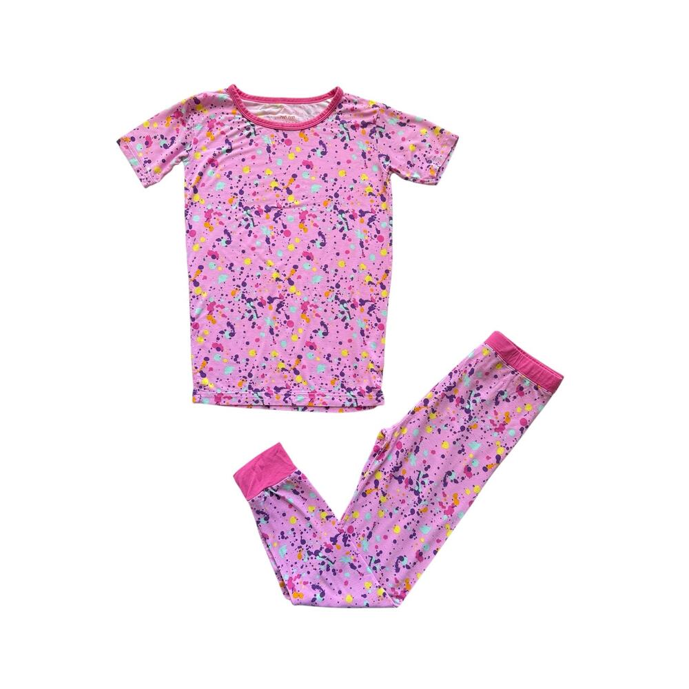 Little Sleepies Bamboo Pink Paint Party 2-Piece Pajamas Size 7/8